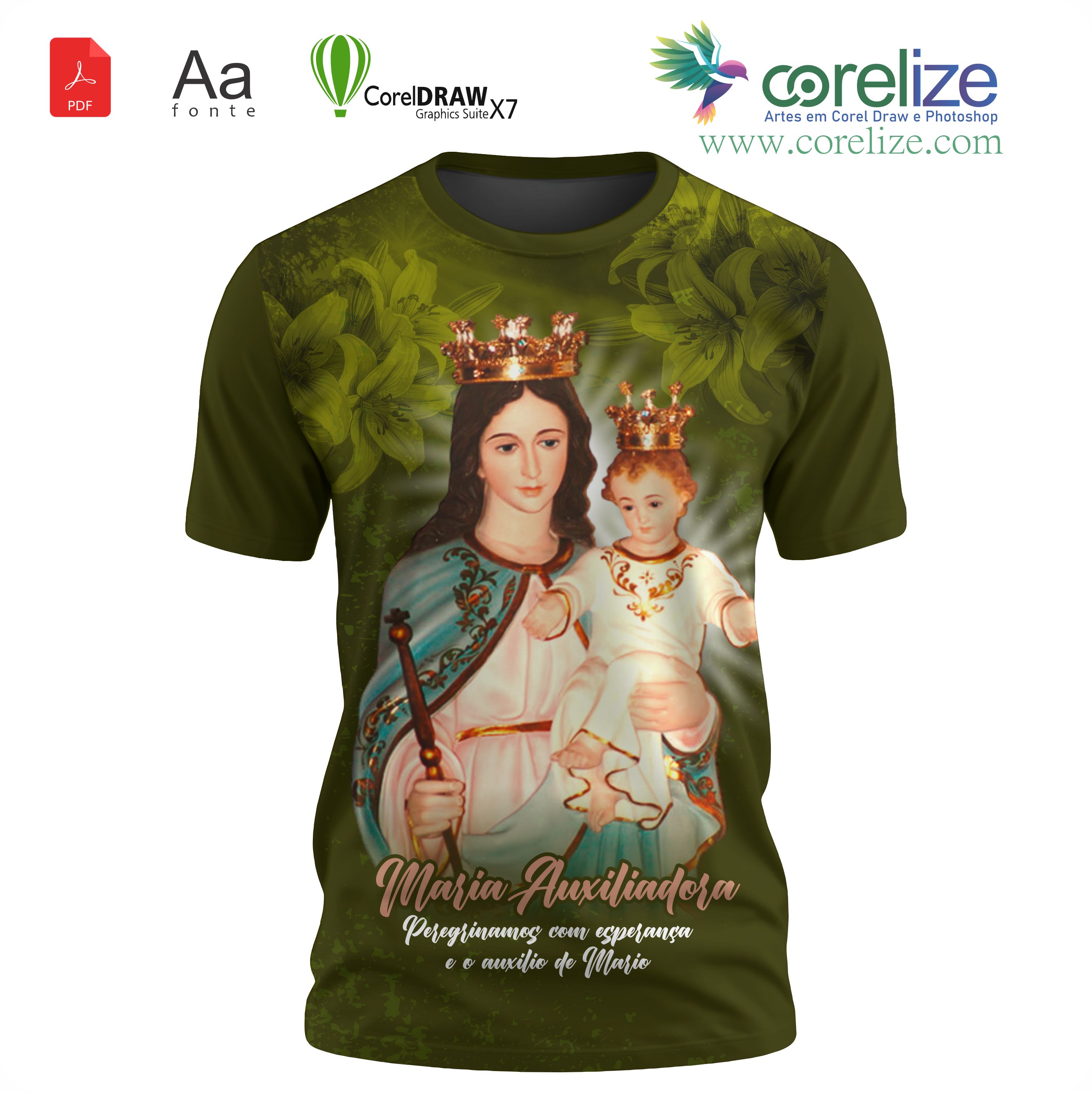 Arte: Arte Maria Auxiliadora  para sublimação de camiseta