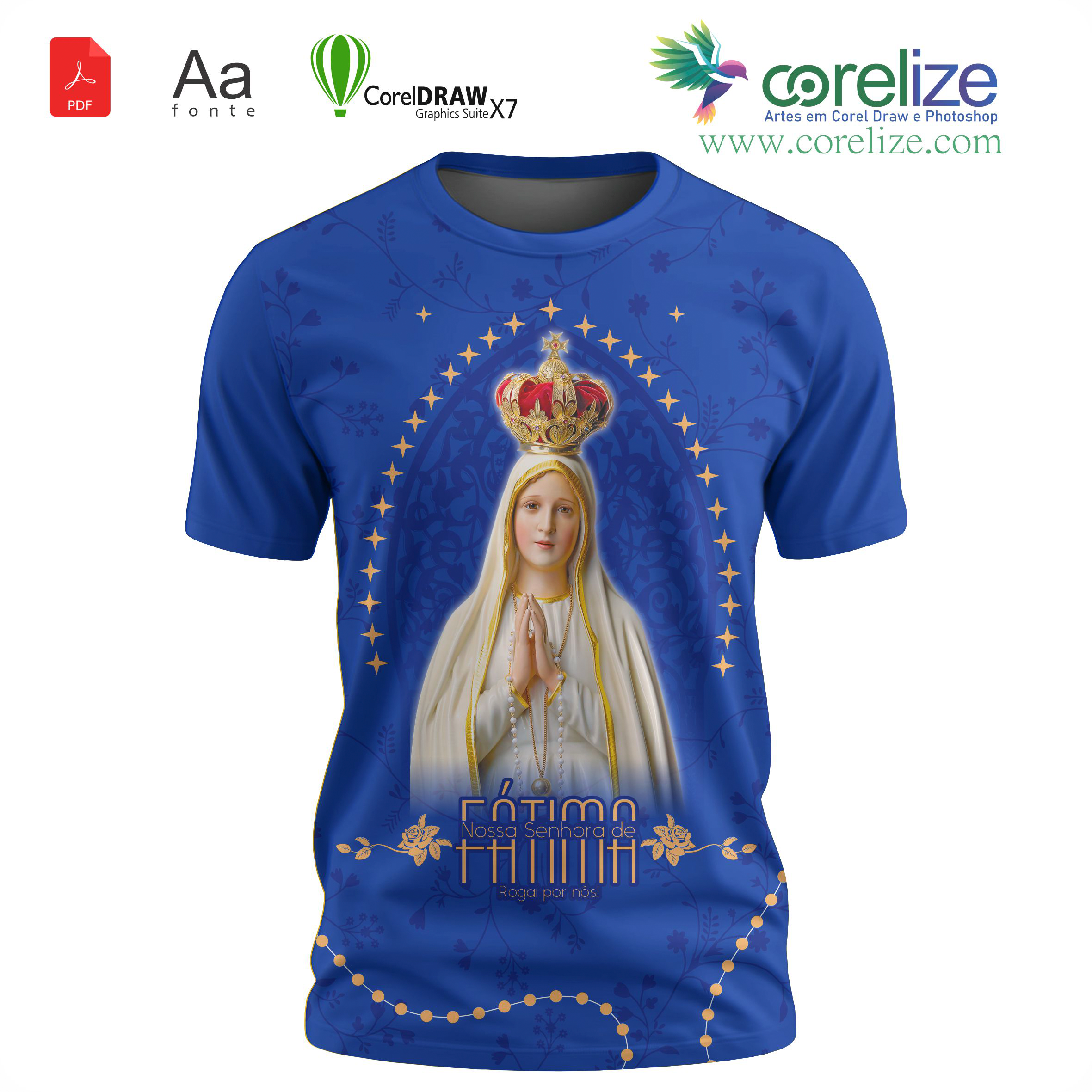 Arte: Arte 05 Nossa Senhora De Fátima para sublimação de camiseta