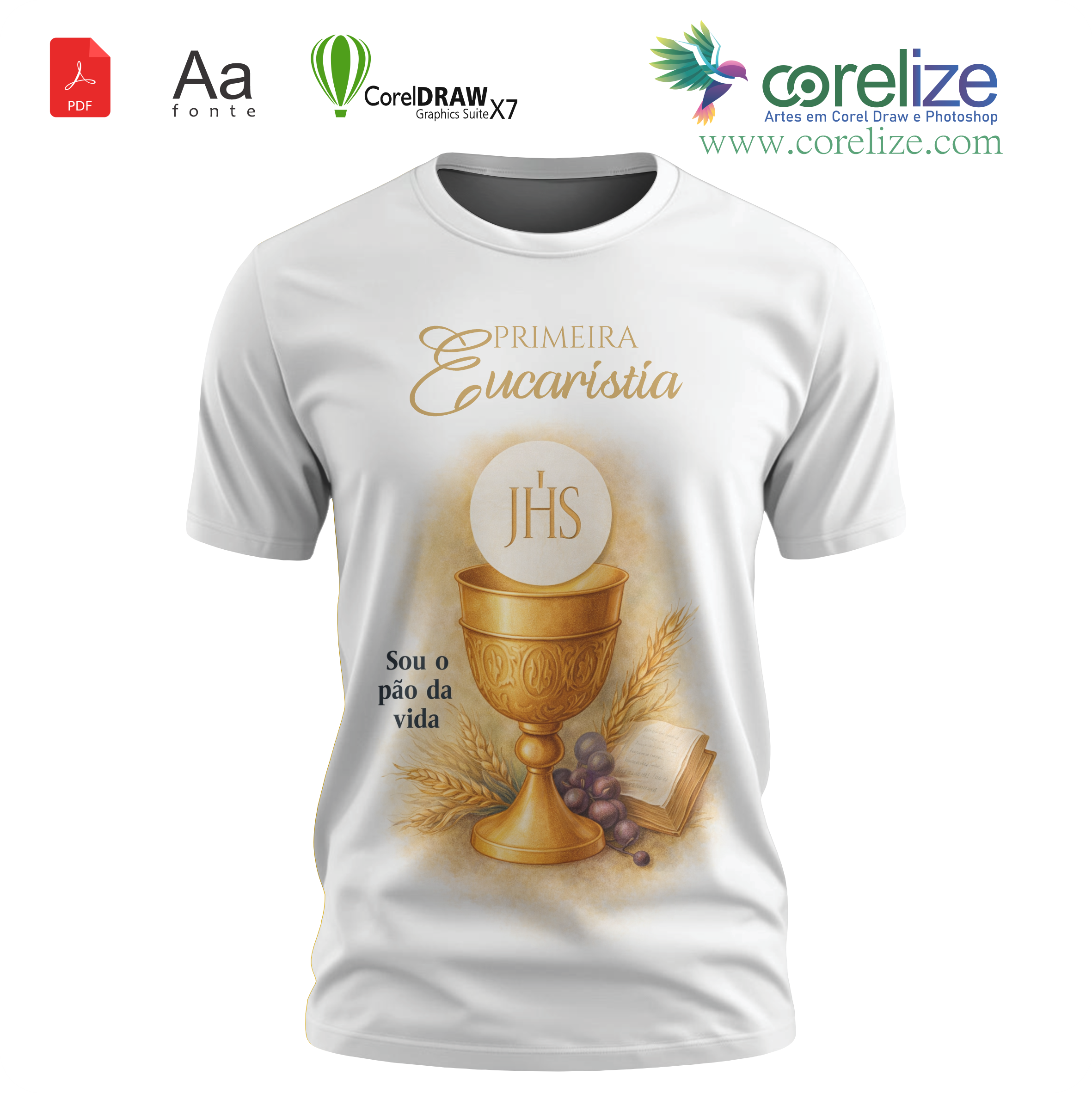 Arte: Arte Primeira Eucaristia 21  para sublimação de camiseta