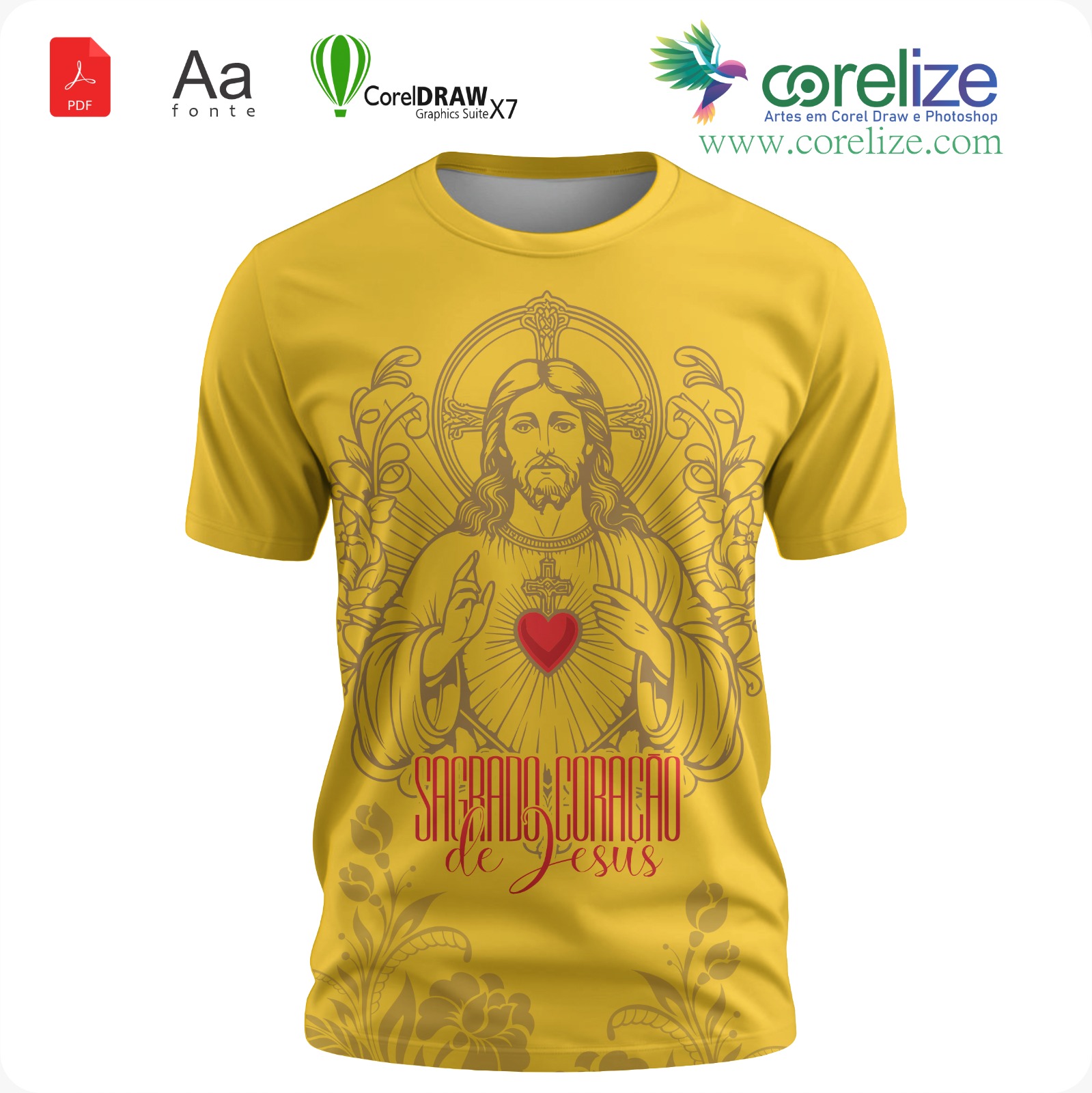 Arte: Arte 06 Sagrado Coração de Jesus para sublimação de camiseta