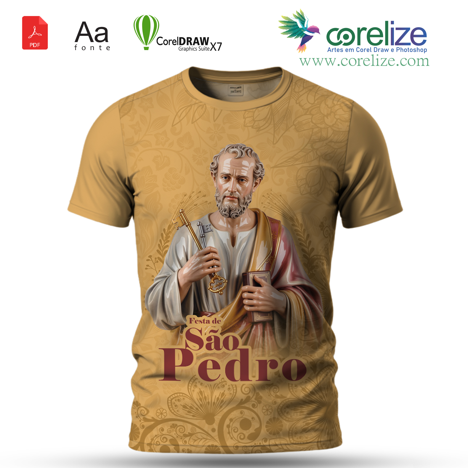 Arte: Arte São Pedro 04 para sublimação de camiseta