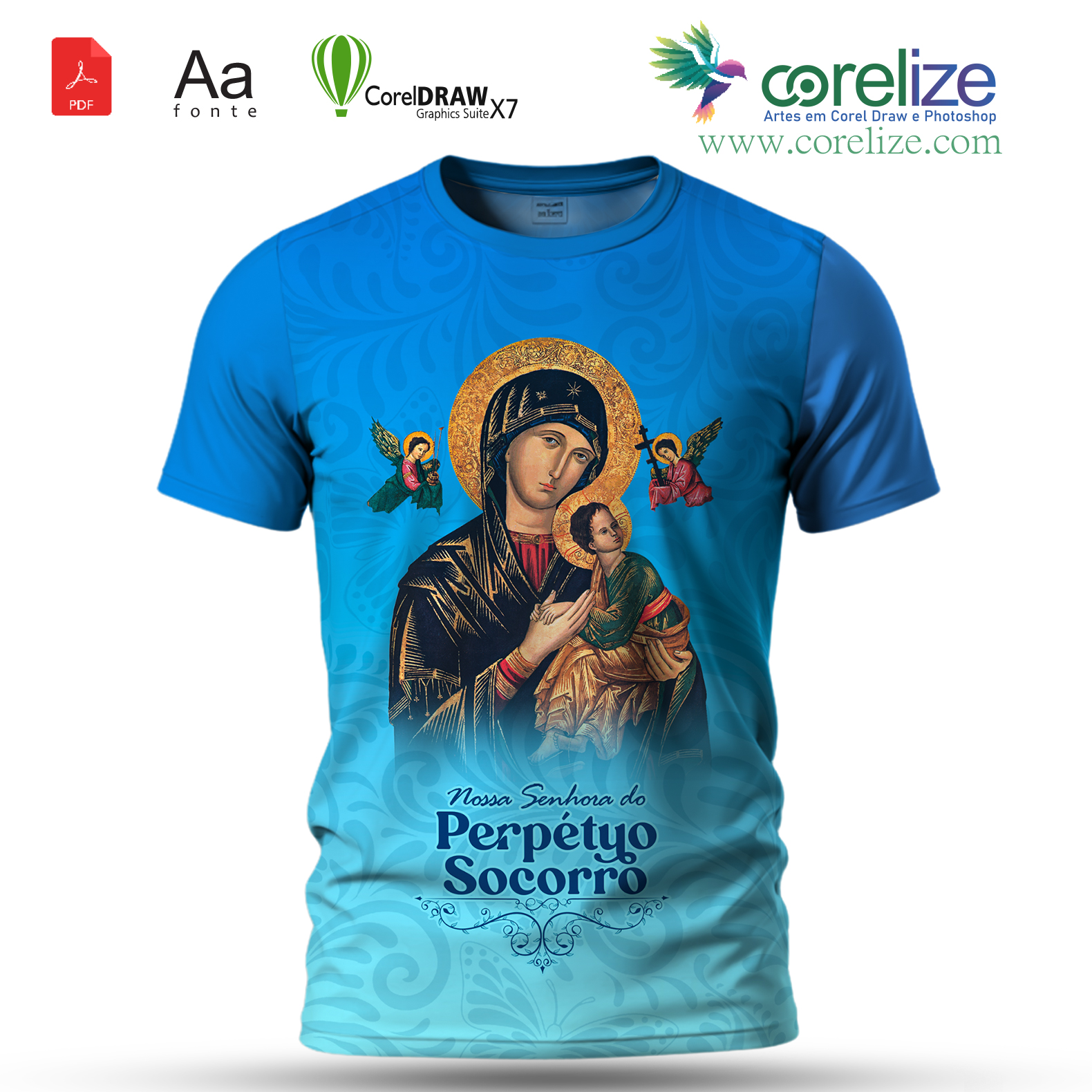 Arte: Arte 03 Nossa Senhora Perpetuo Socorro para sublimação de camiseta