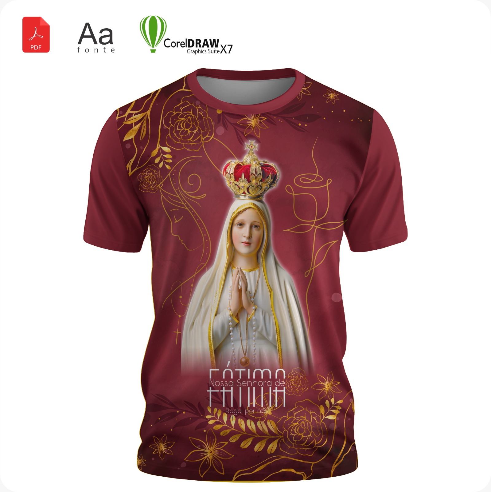 Arte: Arte 15 Nossa Senhora De Fátima para sublimação de camiseta