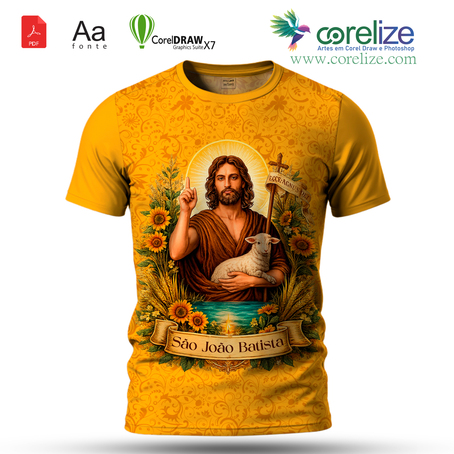 Arte: Arte São João Batista para sublimação de camiseta