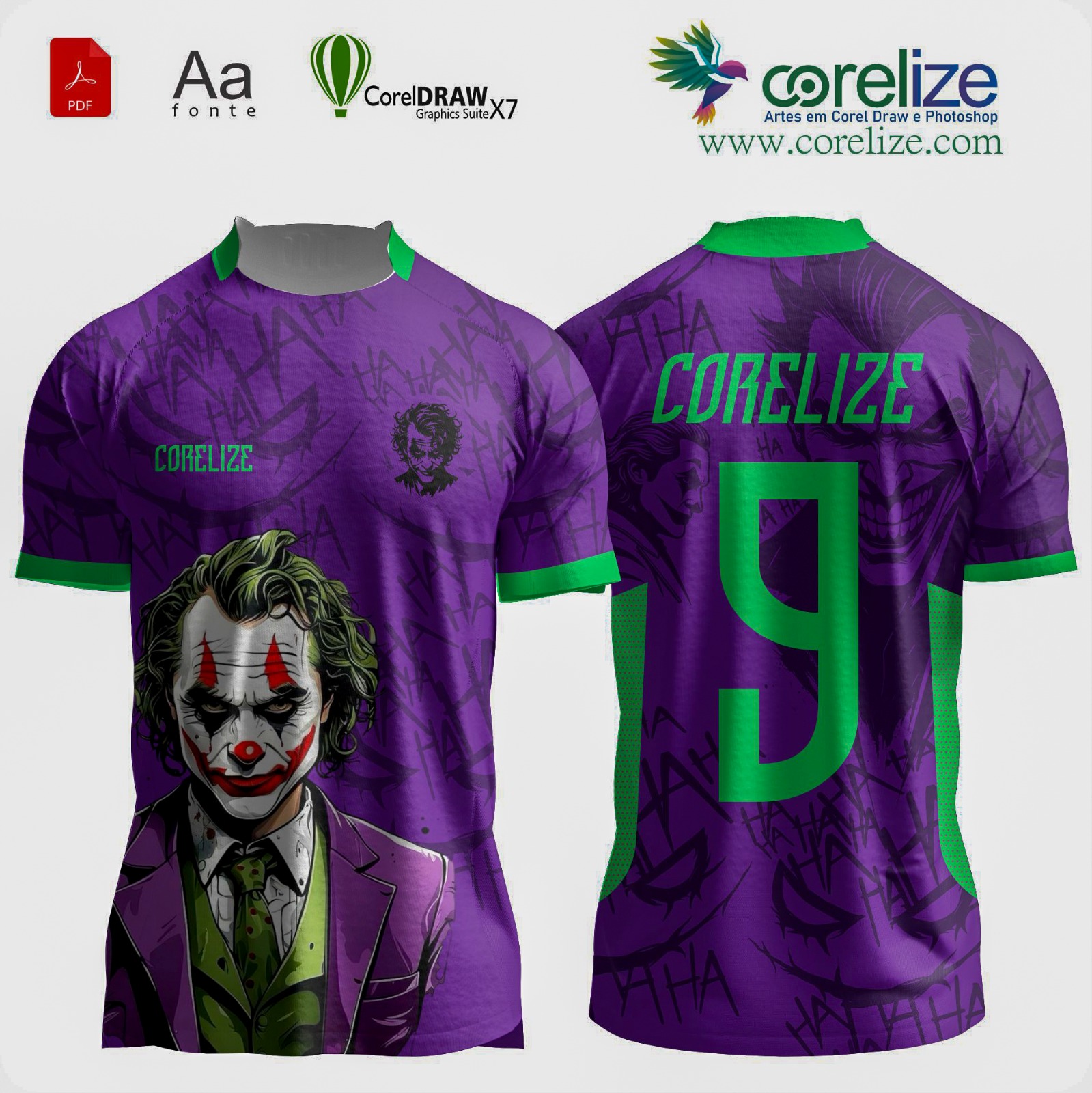 Arte: Arte  Coringa futebol para sublimação de camiseta