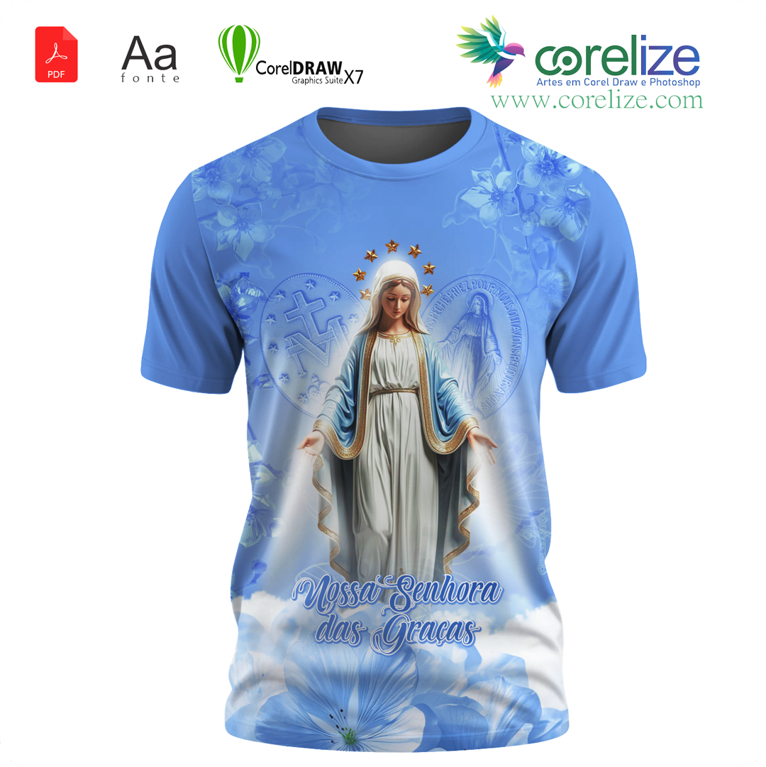 Arte Nossa Senhora das Graças 07 para sublimação de camiseta