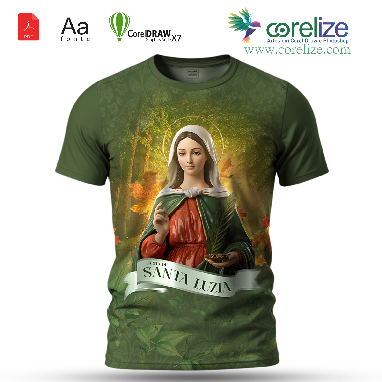 Arte Santa Luzia 03 para sublimação de camiseta