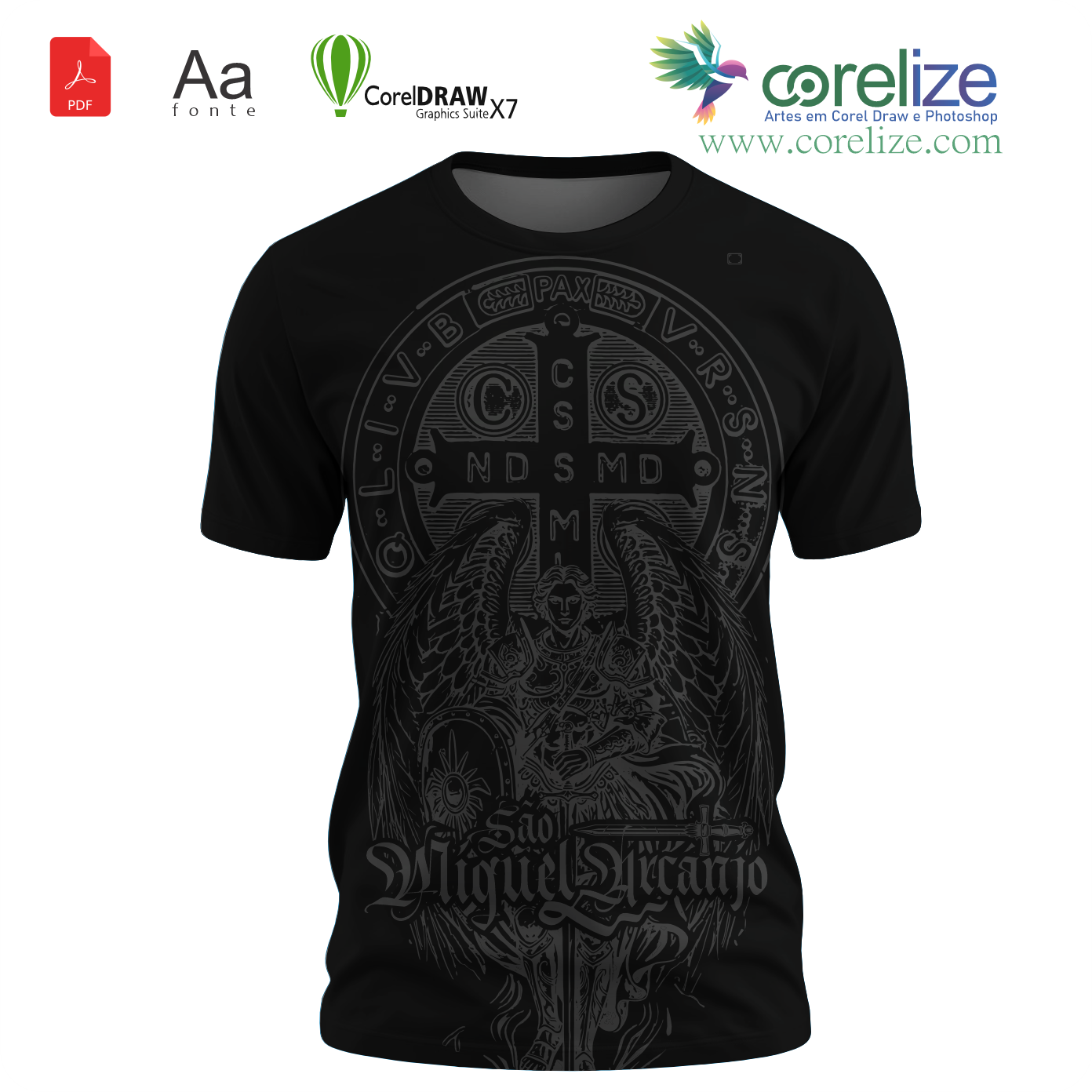 Arte São Miguel Arcanjo 04 para sublimação de camiseta