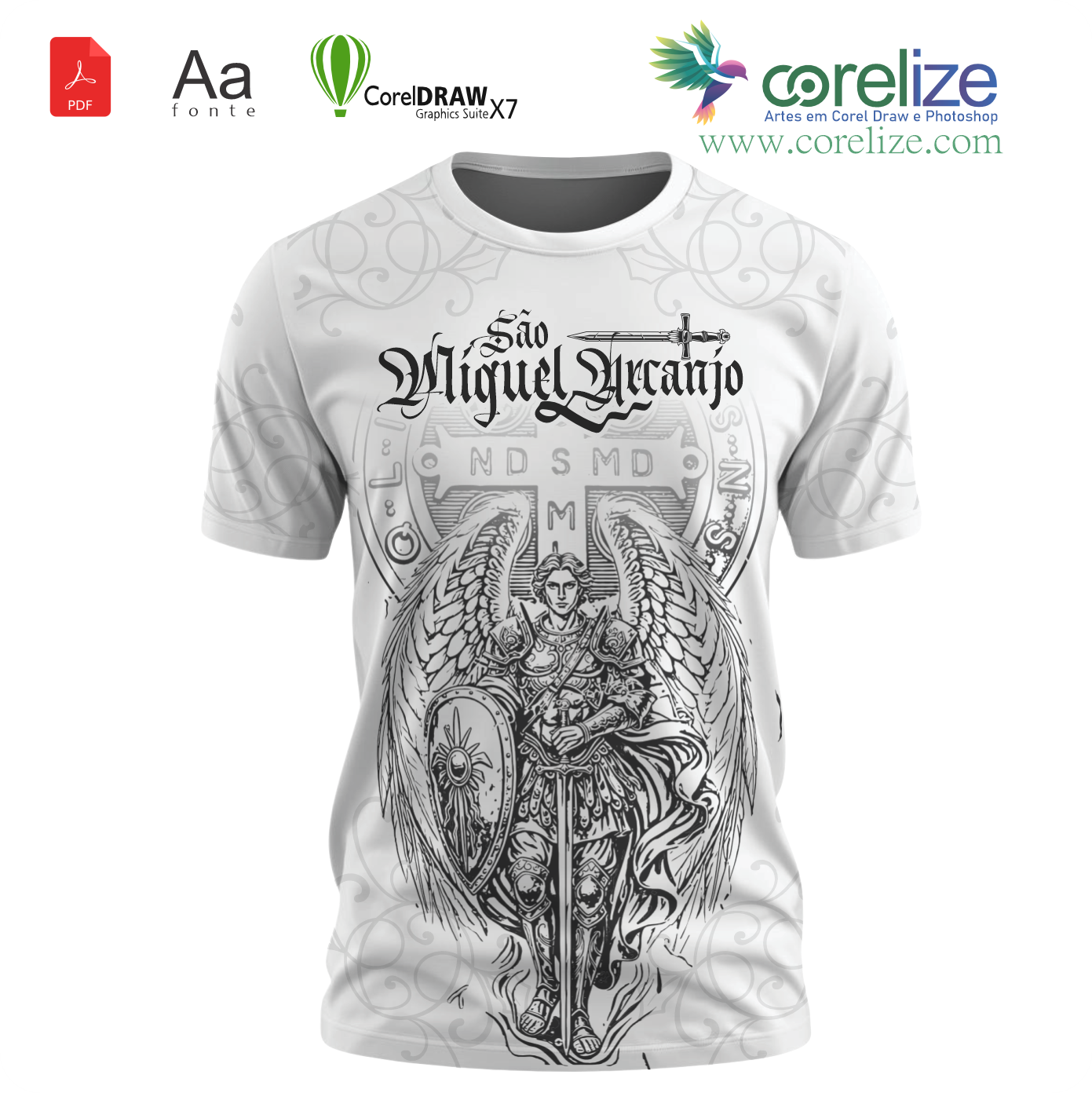 Arte São Miguel Arcanjo 05 para sublimação de camiseta