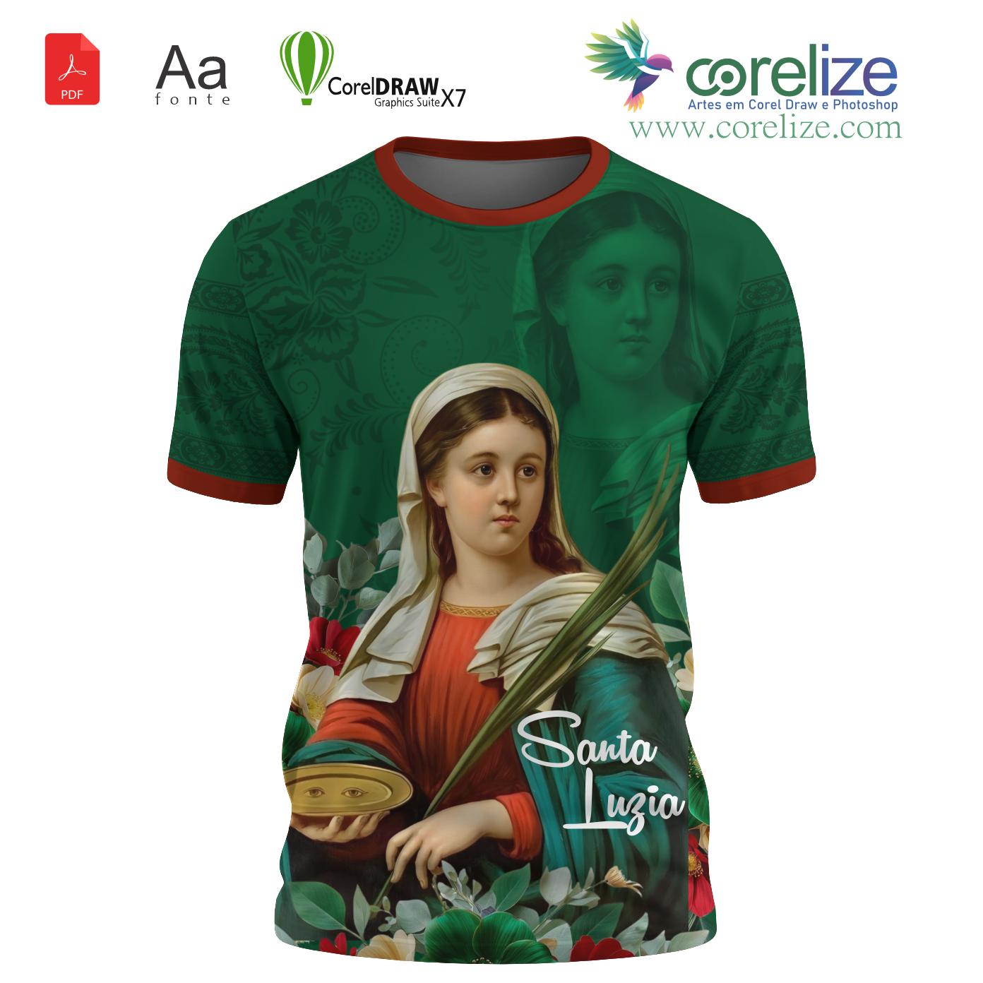 Arte Santa Luzia 04 para sublimação de camiseta