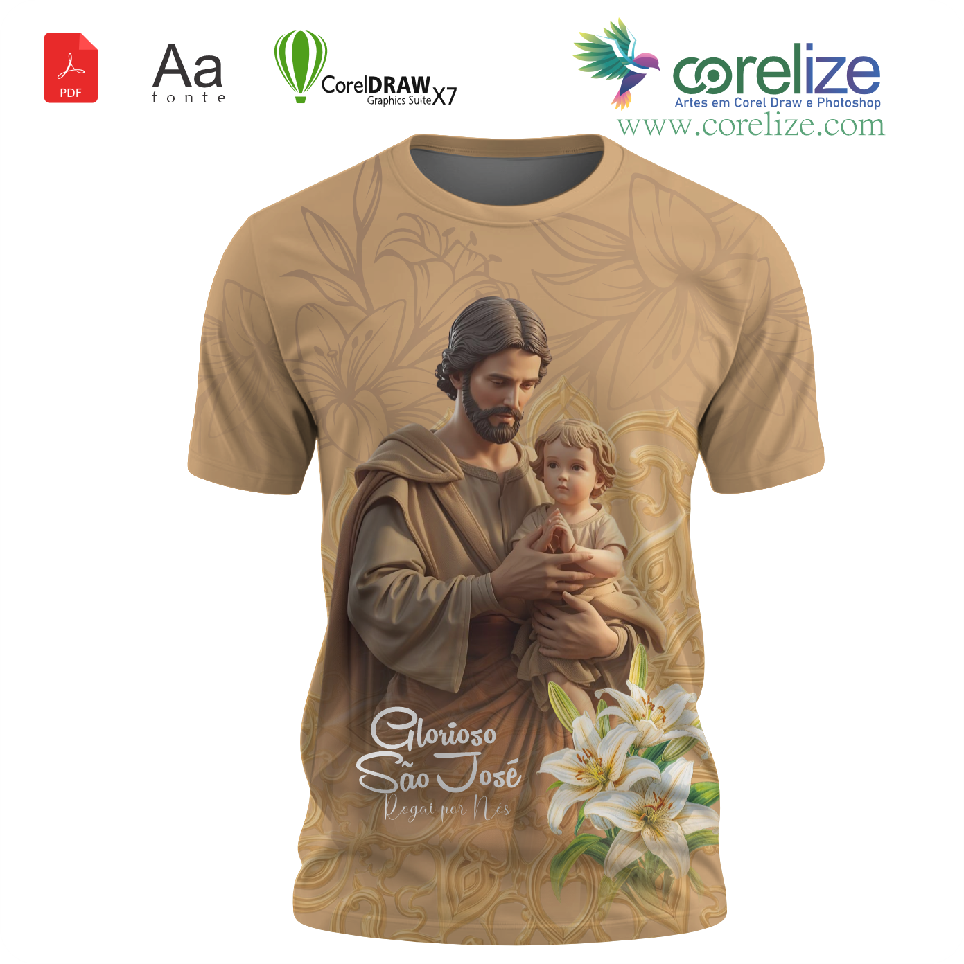Arte: Arte 02  São José  para sublimação de camiseta