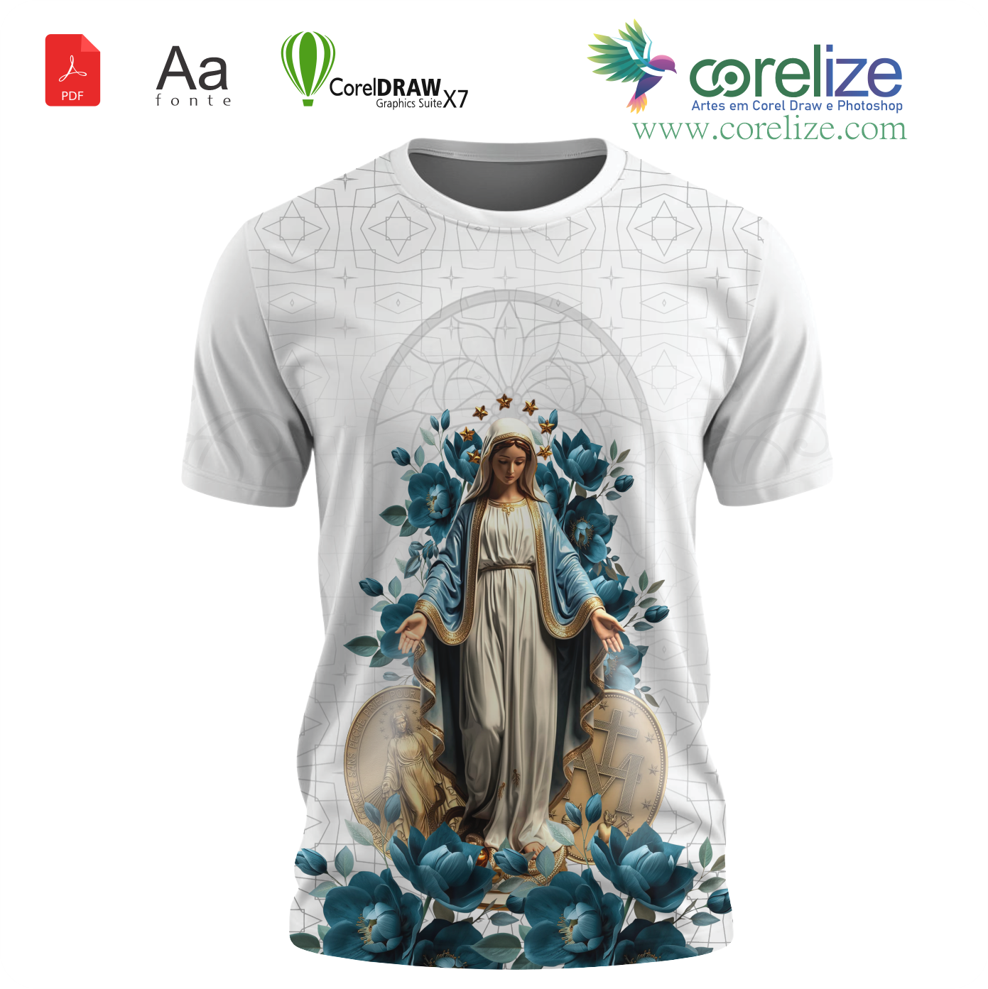 Arte: Arte Nossa Senhora das Graças 10 para sublimação de camiseta