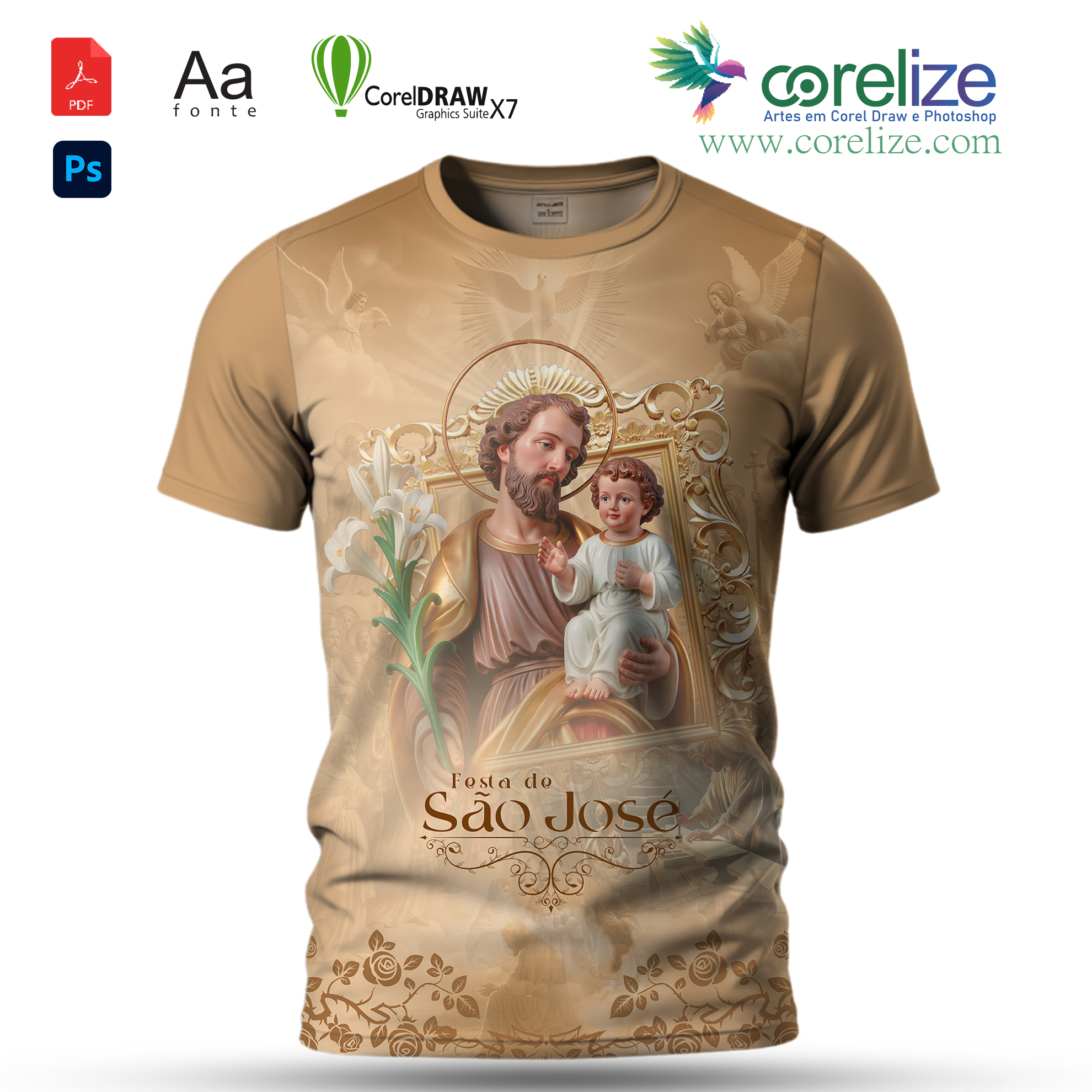 Arte: Arte São José 06 para sublimação de camiseta