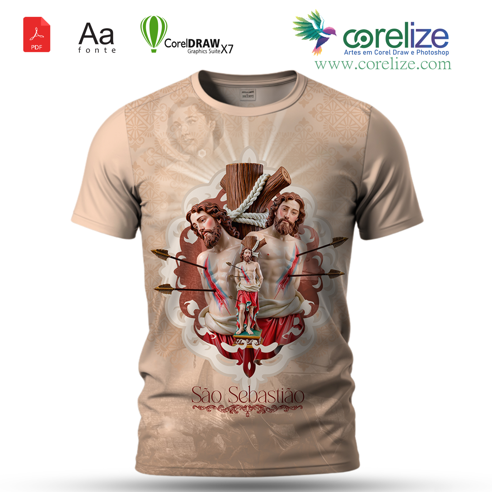 Arte: Arte São Sebastião 07 para sublimação de camiseta