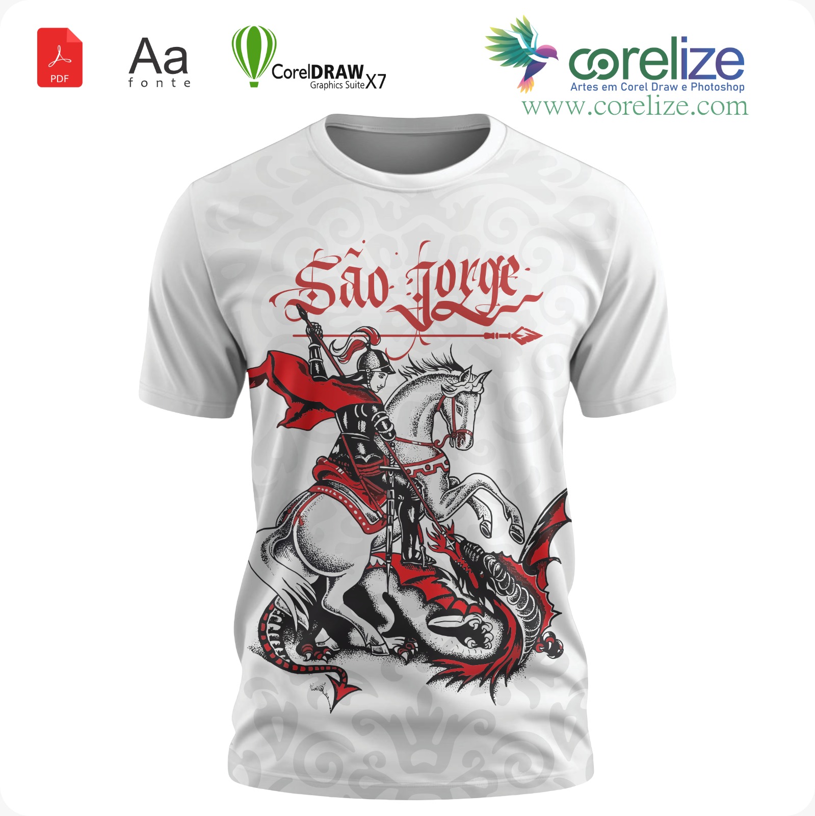 Arte: Arte 03 São Jorge para sublimação de camiseta